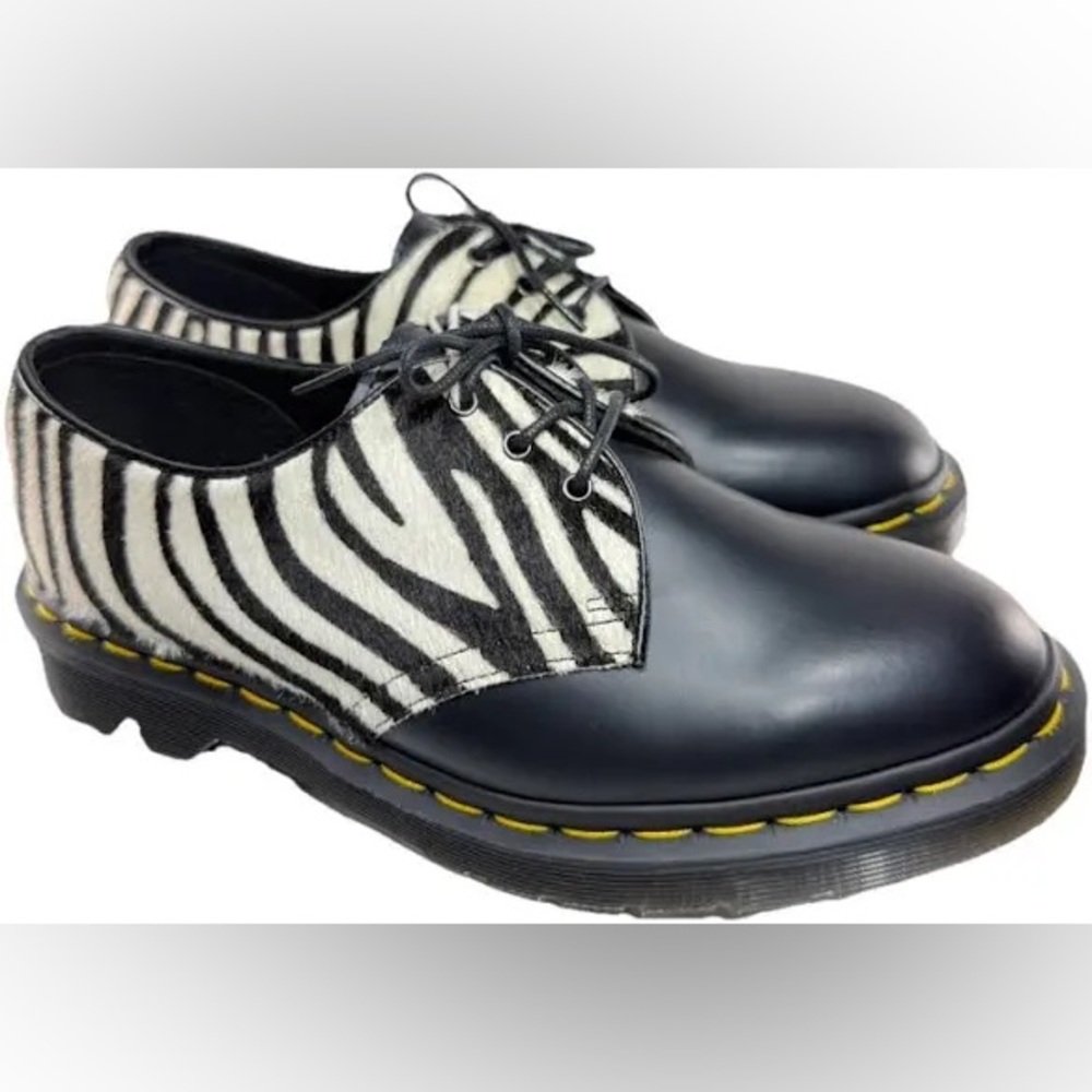 Dr. Martens Black and White Zebra Oxford Shoes